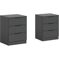 Home affaire Nachtkommode "Skarde 2 Nachttische, jeweils Breite: 45 cm", (Set, 2 St., Sie bekommen 2 Nachttische im Set), Skarde, 2er Set Nachtkommoden, 3 Schubkästen, anthrazit von home affaire
