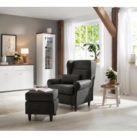 Home affaire Ohrensessel "Eric", inklusive Hocker in Karostoff oder Luxusmicrofaser Vintageoptik von home affaire