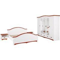 Home affaire Schlafzimmer-Set ""Konrad", komplettes Schlafzimmer mit großem Schrank" Set, Kleiderschrank 5 türig mit Schubladen, 2 Nachttische, Bett 180x200cm, 4 Stk. tlg. mit 5-trg. Kleiderschrank, Bett 180/200 cm und 2 Nachttischen von home affaire