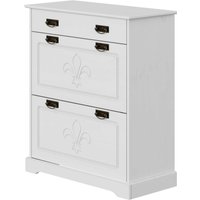 Home affaire Schuhkommode "Lille Schuhkipper, ca. 8 Paar Schuhe, Metallgriffe in Jugendstil Optik" aus massiver Kiefer, Breite 81 cm, dekorativer Lilien-Fräsung von home affaire