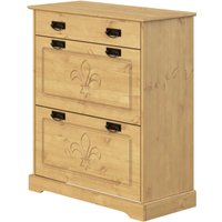 Home affaire Schuhkommode "Lille Schuhkipper, ca. 8 Paar Schuhe, Metallgriffe in Jugendstil Optik" aus massiver Kiefer, Breite 81 cm, dekorativer Lilien-Fräsung von home affaire