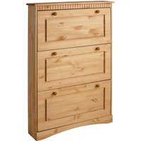 Home affaire Schuhschrank "Rustic" aus massiver Kiefer, 3 Schuhklappen, für 9-11 Paar, Kassettenoptik von home affaire