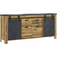 Home affaire Sideboard "York, moderner Schrank, Kommode in Hunton Oak Dekor", mit Scheunentorbeschlägen und Apothekergriffen, Industrialdesign Home affaire Sideboard "York, moderner Schrank, Kommode in Hunton Oak Dekor", mit Scheunentorbeschlägen und Apothekergriffen, Industrialdesign von home affaire