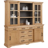Home affaire Buffet "Anabel, mit Glastüren und Metallgriffen", Buffet aus massiver Kiefer, FSC, mit Schiebetüren, B/H 186/190 cm von home affaire