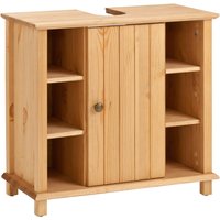 Home affaire Waschbeckenunterschrank "Vili", Badezimmerschrank im Landhaus-Look, mit 6 Fächern, aus Massivholz von home affaire