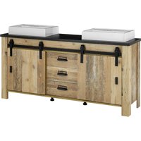 Home affaire Waschtisch "SHERWOOD, Waschbeckenunterschrank inkl. Waschbecken" 1 Stk. tlg. in 2 Farben verfügbar, Scheunentorbeschlag & Apothekergriff aus Metall Home affaire Waschtisch "SHERWOOD, Waschbeckenunterschrank inkl. Waschbecken" 1 Stk. tlg. in 2 Farben verfügbar, Scheunentorbeschlag & Apothekergriff aus Metall von home affaire