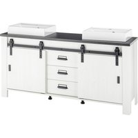 Home affaire Waschtisch "SHERWOOD, Waschbeckenunterschrank inkl. Waschbecken" 1 Stk. tlg. in 2 Farben verfügbar, Scheunentorbeschlag & Apothekergriff aus Metall Home affaire Waschtisch "SHERWOOD, Waschbeckenunterschrank inkl. Waschbecken" 1 Stk. tlg. in 2 Farben verfügbar, Scheunentorbeschlag & Apothekergriff aus Metall von home affaire