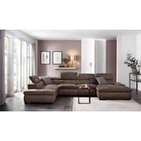 Home affaire Wohnlandschaft "Alberto U-Form" mit Kopfteilverstellung, wahlweise mit Bettfunktion von home affaire