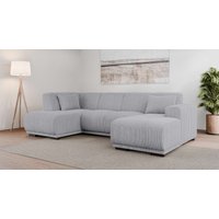 Home affaire Wohnlandschaft "BORNHOLM U-Form mit Recamiere rechts/links, B/T/H: 300/162/85 cm", U-Form mit Wellenunterfederung, Recamiere rechts oder links bestellbar von home affaire