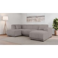 Home affaire Wohnlandschaft "BORNHOLM U-Form mit Recamiere rechts/links, B/T/H: 300/162/85 cm", U-Form mit Wellenunterfederung, Recamiere rechts oder links bestellbar von home affaire