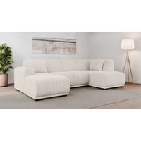 Home affaire Wohnlandschaft "BORNHOLM U-Form mit Recamiere rechts/links, B/T/H: 300/162/85 cm", U-Form mit Wellenunterfederung, Recamiere rechts oder links bestellbar von home affaire