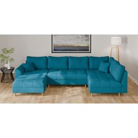 Home affaire Wohnlandschaft "CHARRE U-Form mit Ottomane, Maße B/T/H: 310/161/81 cm", feine Steppung, lose Rücken- und Zierkissen, auch in Cord und Bouclé von home affaire