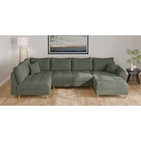 Home affaire Wohnlandschaft "CHARRE U-Form mit Ottomane, Maße B/T/H: 310/161/81 cm", feine Steppung, lose Rücken- und Zierkissen, auch in Cord und Bouclé von home affaire