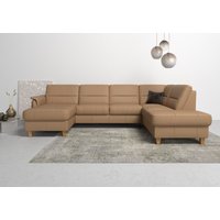 Home affaire Wohnlandschaft "Palmera U-Form, B: 308 cm" optional Bettfunktion & Bettkasten, Federkern von home affaire