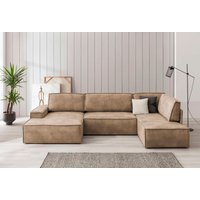 Home affaire Wohnlandschaft "SHERWOOD XXL 329 cm, U-Form, Schlafsofa," von home affaire