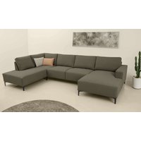 Home affaire Wohnlandschaft "Tournon U-Form, XXL Sofa, Breite 333 cm, Webstoff, Chenille", Designsofa im nordischen Stil, Wellenunterfederung, Metallfüße von home affaire