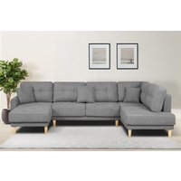 Home affaire Wohnlandschaft "TRIPLO U-Form wahlweise mit Schlaffunktion, B/T/H: 310/192/90 cm", Schlafsofa, auch mit Bettkasten, Steppung im Rückenkissen von home affaire