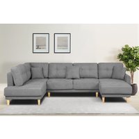 Home affaire Wohnlandschaft "TRIPLO U-Form wahlweise mit Schlaffunktion, B/T/H: 310/192/90 cm", Schlafsofa, auch mit Bettkasten, Steppung im Rückenkissen von home affaire