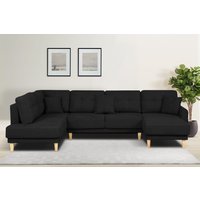 Home affaire Wohnlandschaft "TRIPLO U-Form wahlweise mit Schlaffunktion, B/T/H: 310/192/90 cm", Schlafsofa, auch mit Bettkasten, Steppung im Rückenkissen von home affaire