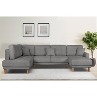 Home affaire Wohnlandschaft "TRIPLO U-Form wahlweise mit Schlaffunktion, B/T/H: 310/192/90 cm", Schlafsofa, auch mit Bettkasten, Steppung im Rückenkissen von home affaire
