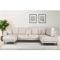 Home affaire Wohnlandschaft "TRIPLO U-Form wahlweise mit Schlaffunktion, B/T/H: 310/192/90 cm", Schlafsofa, auch mit Bettkasten, Steppung im Rückenkissen von home affaire