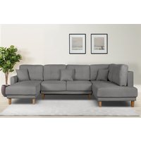 Home affaire Wohnlandschaft "TRIPLO U-Form wahlweise mit Schlaffunktion, B/T/H: 310/192/90 cm", Schlafsofa, auch mit Bettkasten, Steppung im Rückenkissen von home affaire