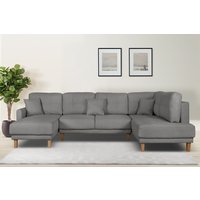 Home affaire Wohnlandschaft "TRIPLO U-Form wahlweise mit Schlaffunktion, B/T/H: 310/192/90 cm", Schlafsofa, auch mit Bettkasten, Steppung im Rückenkissen von home affaire