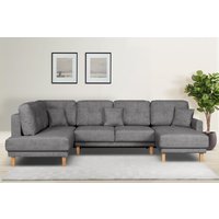 Home affaire Wohnlandschaft "TRIPLO U-Form wahlweise mit Schlaffunktion, B/T/H: 310/192/90 cm", Schlafsofa, auch mit Bettkasten, Steppung im Rückenkissen von home affaire