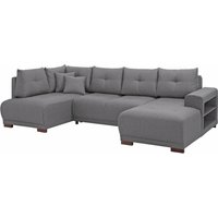 Home affaire Wohnlandschaft "Viborg U-Form", mit Regal in der Armlehne, wahlweise mit Bettfunktion von home affaire