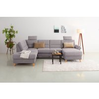 Home affaire Wohnlandschaft "Westerland U-Form", Federkern, wahlweise Bettfunktion, Stauraum und Armlehn-Verstellung von home affaire