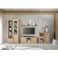 Home affaire Wohnwand "Cornwall, Anbauwand im Landhausstil, Wohnzimmer-Set, Eiche Dekor" Set, 4 Stk. tlg. von home affaire