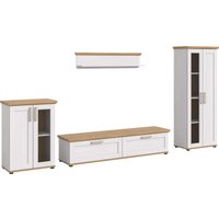 Home affaire Wohnwand "Cosenza", (Set, 4 St.), Cosenza, Breite: 336 cm,2xVitrine,Lowboard, Wandboard von home affaire