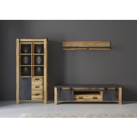 Home affaire Wohnwand "York, moderne Anbauwand, Wohnzimmer-Set in Hunton Oak, 201 cm breit" Komplett-Set, 3 Stk. tlg. von home affaire