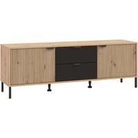 Home affaire Wohnzimmer-Set "Mayenne, inkl. Vitrine H195cm, Highboard H137,5cm, TV-Board, Wandregal", (Komplett-Set, 4 St.), Es besteht die Möglichkeit, Beleuchtung hinzuzufügen. Breite 304,5 cm von home affaire