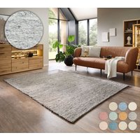 my home Wollteppich "Pirker" rechteckig 12 mm Höhe Wendeteppich, meliert, reine Wolle, handgewebt, Scandi, Wohnzimmer von My Home