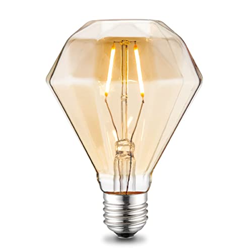Home Sweet Home Edison Vintage E27 | LED-Filament-Leuchtmittel Diamond | D95 Ambra | 2W 160lm 2700K | warmweißes Licht | für E27-Fassungen von home sweet home collection