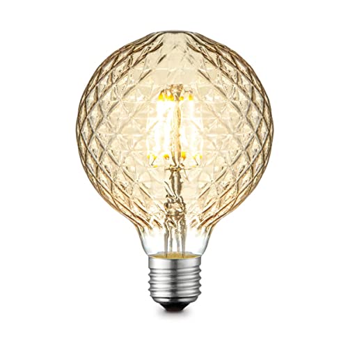 Home Sweet Home Edison Vintage E27 | LED-Filament-Leuchtmittel Globe | G95 Crystal LED-Lampe | Ambra | Dimmbar | 4W 400lm 2700K | warmweißes Licht | für E27-Fassungen von home sweet home collection