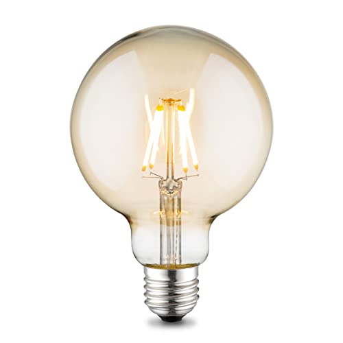 Home Sweet Home Edison Vintage E27 | LED-Filament-Leuchtmittel Globe | G95 Deco LED-Lampe | Ambra | Dimmbar | 6W 550lm 2700K | warmweißes Licht | für E27-Fassungen Home Sweet Home Edison Vintage E27 | LED-Filament-Leuchtmittel Globe | G95 Deco LED-Lampe | Ambra | Dimmbar | 6W 550lm 2700K | warmweißes Licht | für E27-Fassungen von home sweet home collection