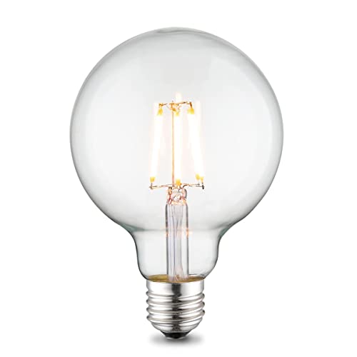 Home Sweet Home Edison Vintage E27 | LED-Filament-Leuchtmittel Globe | G95 Deco LED-Lampe | Klar | 6W 550lm 3000K | warmweißes Licht | für E27-Fassungen von home sweet home collection