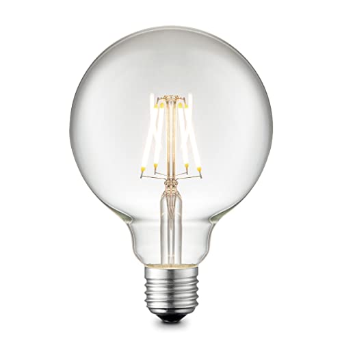 Home Sweet Home Edison Vintage E27 | LED-Filament-Leuchtmittel Globe | G95 Deco LED-Lampe | Klar | Dimmbar | 4W 440lm 3000K | warmweißes Licht | für E27-Fassungen von home sweet home collection