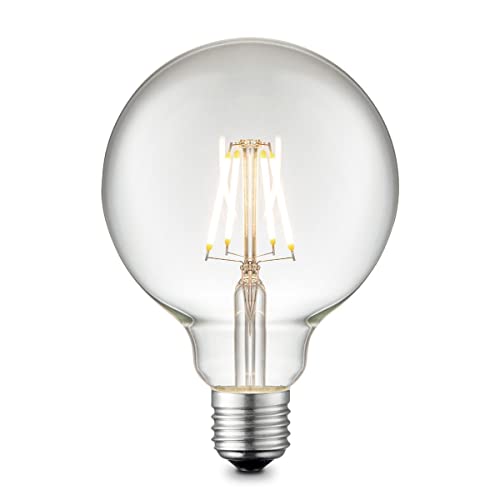 Home Sweet Home Edison Vintage E27 | LED-Filament-Leuchtmittel Globe | G95 Deco LED-Lampe | Klar | Dimmbar | 6W 700lm 3000K | warmweißes Licht | für E27-Fassungen von home sweet home collection