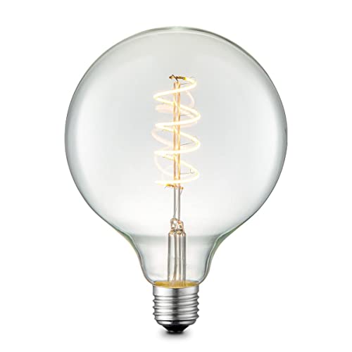 Home Sweet Home Edison Vintage E27 | LED-Filament-Leuchtmittel Globe | G95 Spiral LED-Lampe | Klar | Dimmbar | 4W 280lm 3000K | warmweißes Licht | für E27-Fassungen von home sweet home collection