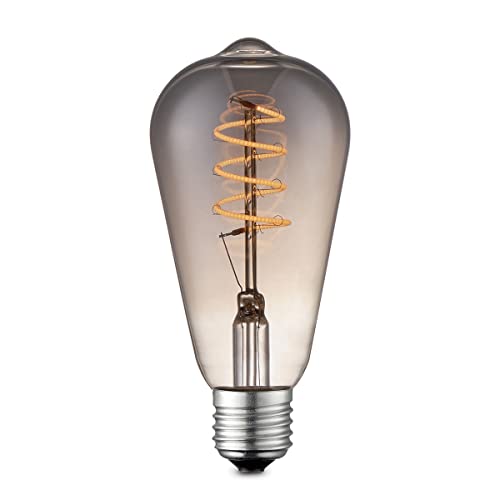 Home Sweet Home Edison Vintage E27 | LED-Filament-Leuchtmittel | ST64 Spiral LED-Lampe | Rauch | Dimmbar | 4W 100lm 1800K | warmweißes Licht | für E27-Fassungen von home sweet home collection