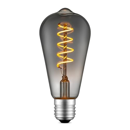 Home Sweet Home Edison Vintage E27 | LED-Filament-Leuchtmittel | ST64 Spiral LED-Lampe | Rauch | Dimmbar | 4W 100lm 1800K | warmweißes Licht | für E27-Fassungen von home sweet home collection