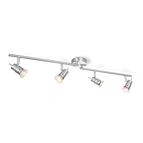 Home Sweet Home Industrieller LED Deckenleuchte | Cilindro | 81/9.5/16.2cm | Matt-Nickel | 4 Flammig | Metall | Dimmbar | inkl. LED-Leuchtmittel | GU10 | 5W | 390lm | warmweißes Licht von home sweet home collection