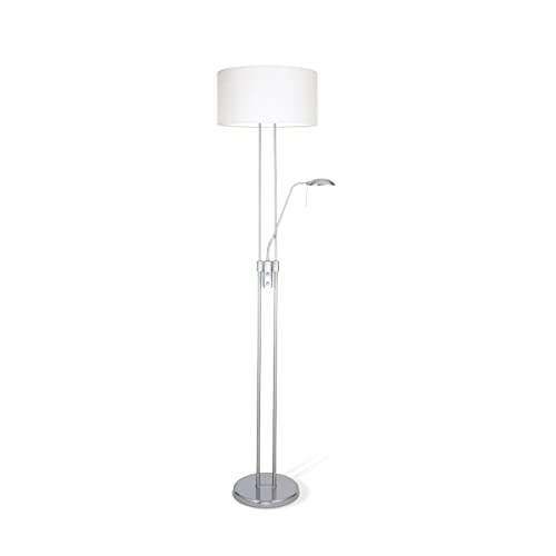 Home Sweet Home Klassischer Stehleuchte | Up | 50/50/185cm | Gebürstetes Stahl | Stehlampe mit 2 Lampenschirmen | für E27 LED Lichtquelle | mit Fußschalter | geeignet für Wohnzimmer von home sweet home collection