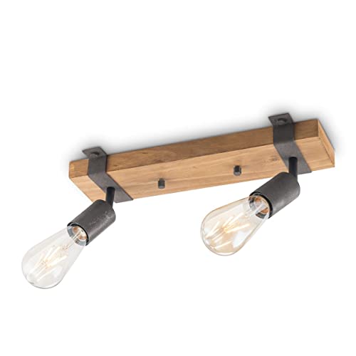 Home Sweet Home Landhaus LED Deckenleuchte | Denton | 35/9/14cm | Anthrazit | Deckenstrahler 2 Flammig | Holz und Metall | E27-Fassung von home sweet home collection