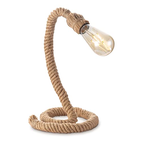 Home Sweet Home Landhaus Tischlampe Pier Rope | 20/20/35cm | Nachttischlampe | geeignet für E27 LED Leuchtmittel | mit Kabelschalter | geeignet für Wohnzimmer, Schlafzimmer und Home-Office von home sweet home collection