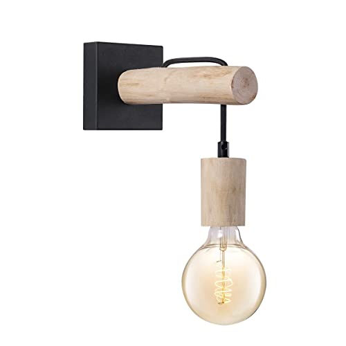 Home Sweet Home Landhaus Wandlampe Billy | 10/20/22cm | Schwarz | Wandlampe aus Holz | geeignet für E27 LED Lichtquelle | Wandlampe geeignet für Wohnzimmer, Schlafzimmer von home sweet home collection