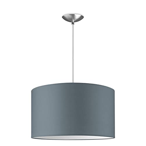 Home Sweet Home Moderne Hängelampe Basic Bling | 40/40/100cm | hellgrau | Hängelampe aus Metall und Stoff | für E27 LED-Lampe | geeignet für Wohnzimmer, Schlafzimmer von home sweet home collection